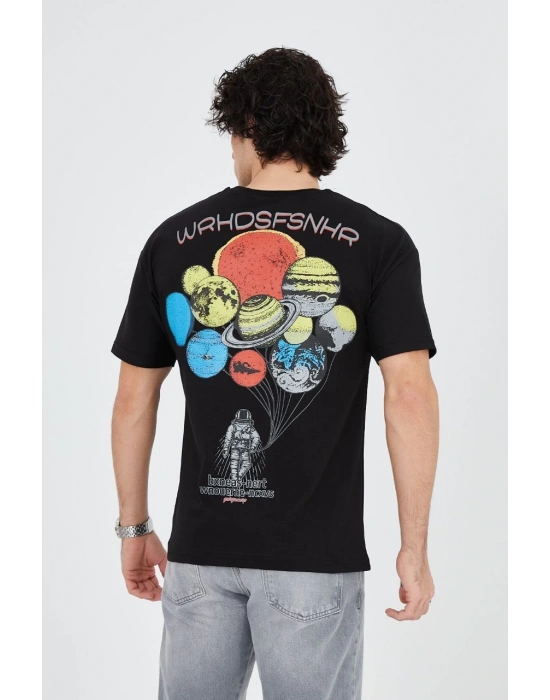 Penye Baskılı T-Shirt - Siyah