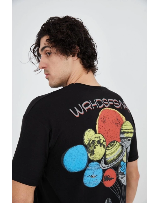 Penye Baskılı T-Shirt - Siyah