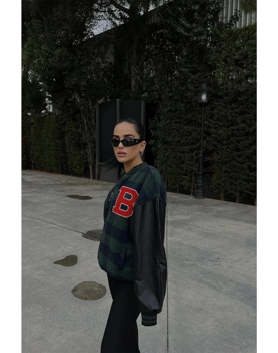 Pötikare Desen Nakışlı Kolej Ceket - Haki