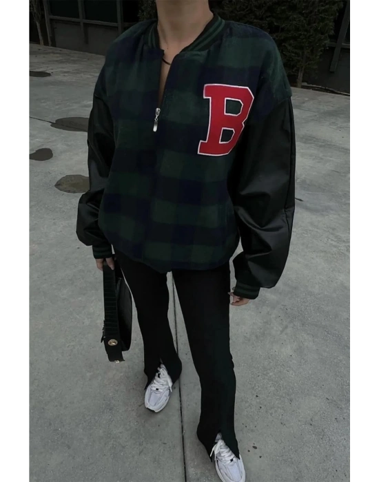 Pötikare Desen Nakışlı Kolej Ceket - Haki