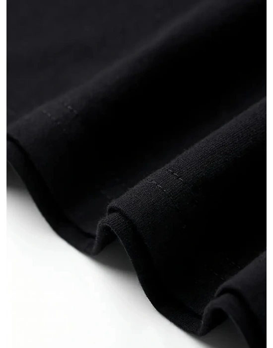 Rahat Bisiklet Yaka Tişört, Yaratıcı Karikatür Baskı Siyah -