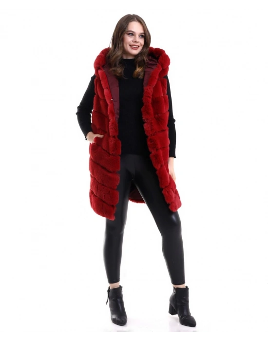 Reks Kapüşonlu Yelek - Kırmızı -