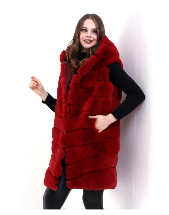 Reks Kapüşonlu Yelek - Kırmızı -