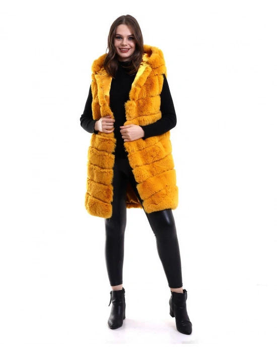 Reks Kapüşonlu Yelek - Sarı -