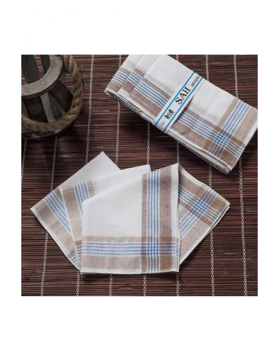 Şah 30x30 cm. Bir Düzine 12 Adet Mendil Şah Kahve