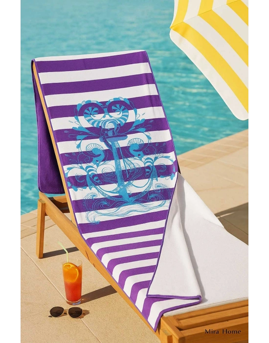 SeaDream Tropikal Desenli Plaj Havlusu 70X140 Cm Çapa