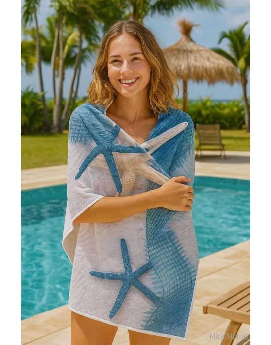 SeaDream Tropikal Desenli Plaj Havlusu 70X140 Cm Starfish