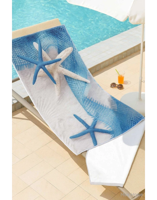 SeaDream Tropikal Desenli Plaj Havlusu 70X140 Cm Starfish