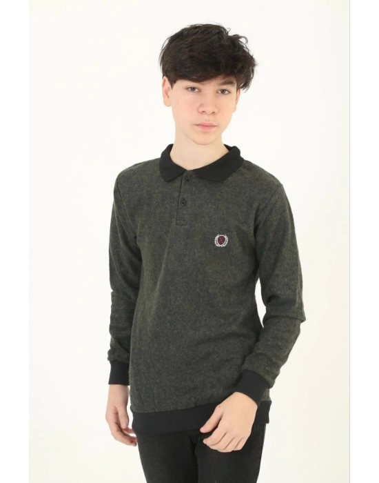 Selanik Yaka Nakışlı Kazak - Haki -