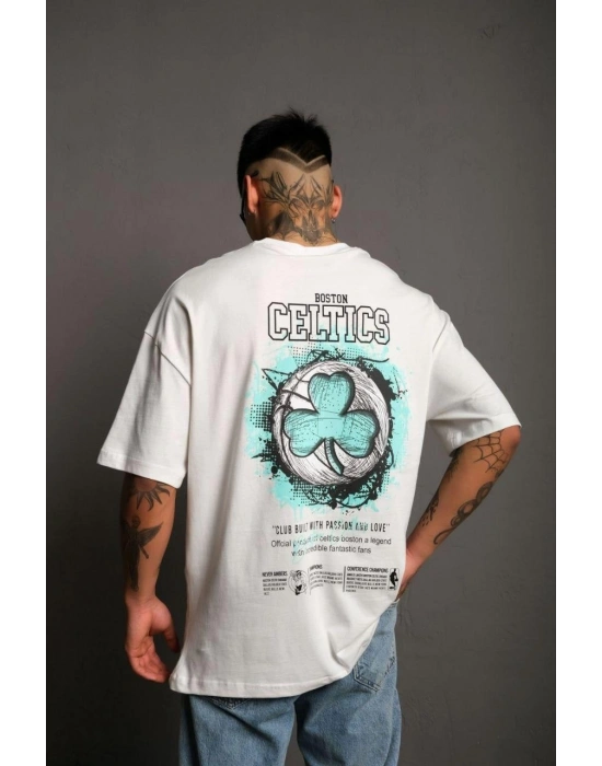 Sırt Baskılı T-shirt - Beyaz -