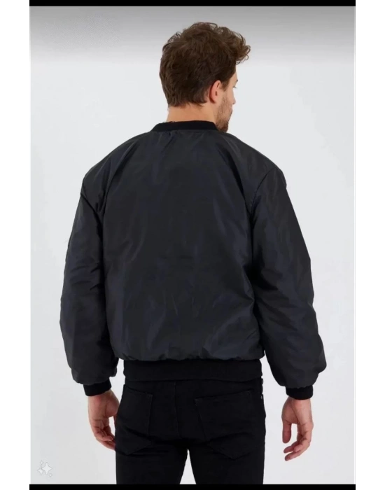 Siyah Bomber Mont – POLIZEI Yazılı, Siyah -