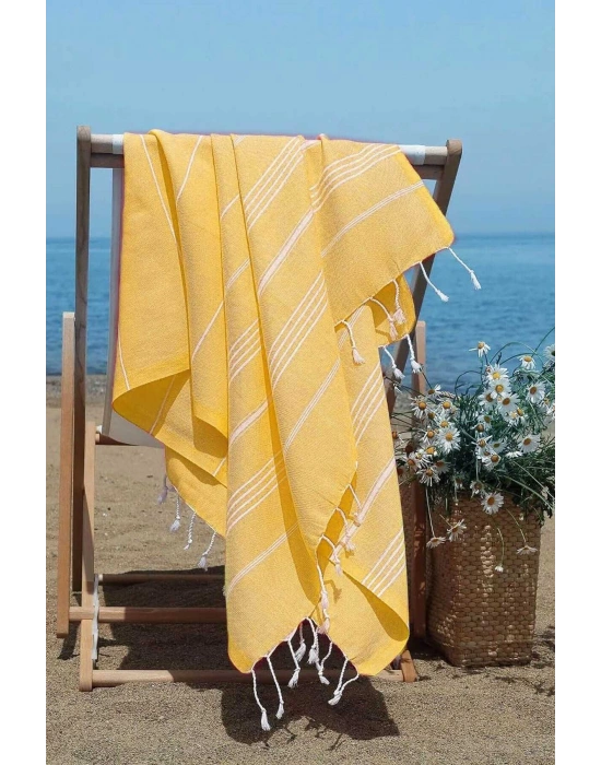 Summer Wind Soft %100 Pamuk Peştemal 100x180 cm Sarı