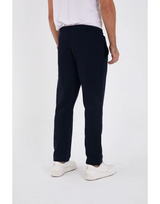 Üç İplik Basic Eşofman Boru Paça İpli Pantolon - Lacivert