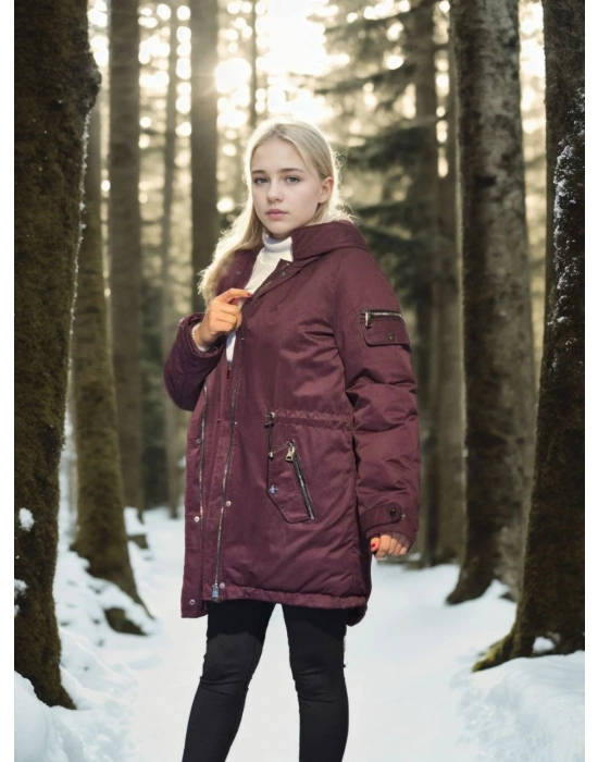 Uzun Kollu Hakiki Deri Ceket - Bordo