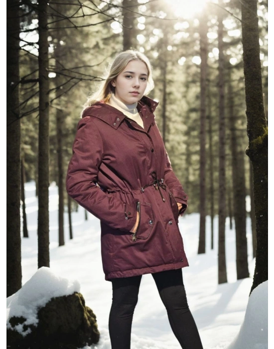 Uzun Kollu Hakiki Deri Ceket - Bordo