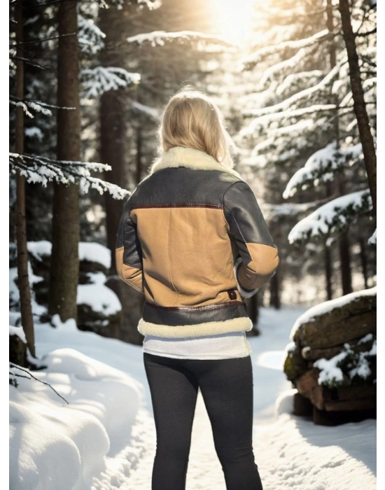 Uzun Kollu Yakalı Hakiki Kürk - Kahve -