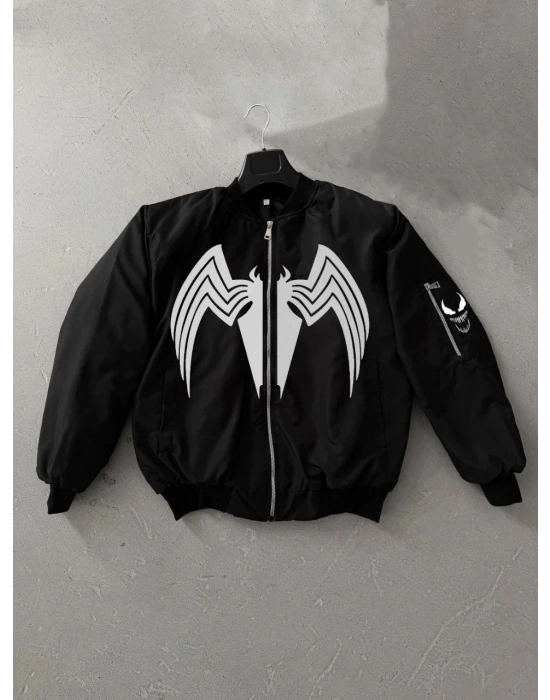 Venom Örümcek Desenli   Mont – Siyah -