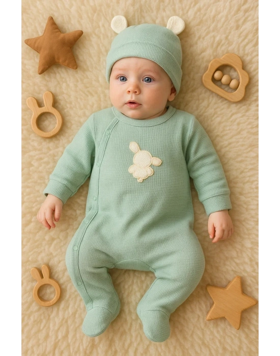 Waffle Tavşanlı Erkek Tulum %100 Pamuk