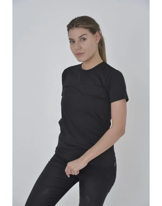 Yandan Fermuarli Slim fit T-shirt - Siyah -