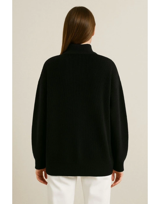 Yarım Fermuarlı Triko Kazak – Selanik Örgü -