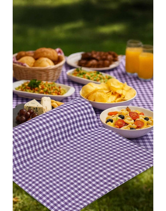 Zefir Desen Sofra Bezi Masa Örtüsü 170 x 170 Cm Lila