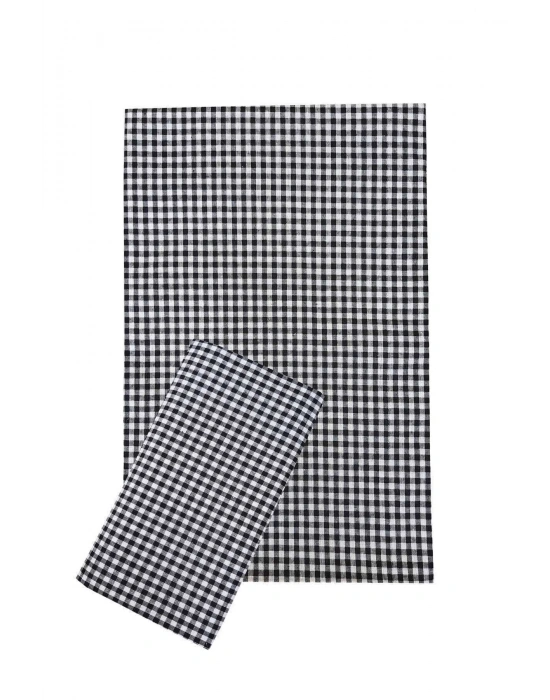 Zefir Desen Sofra Bezi Masa Örtüsü 170 x 170 Cm Siyah