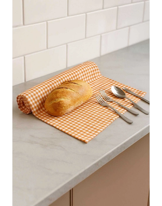 Zefir Desen Sofra Bezi Masa Örtüsü 170 x 170 Cm Turuncu