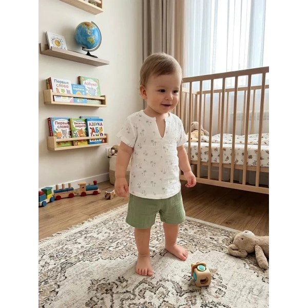 1/4 Yaş Müslin Kumaş Bebek Takımı