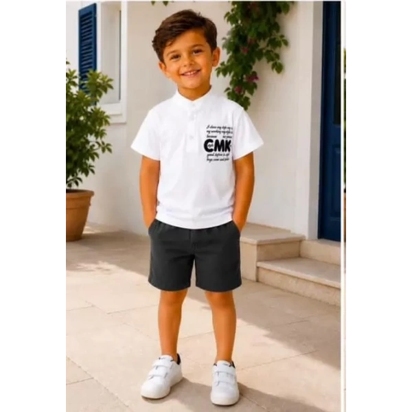 2/10 Yaş Keten Tişört Denim Şort Çocuk Takımı