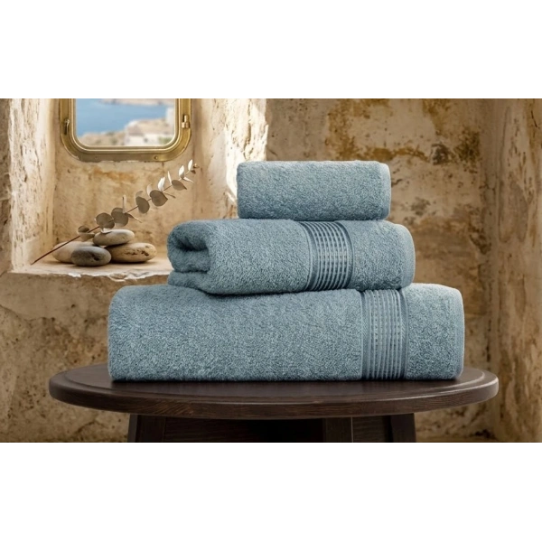 3 lü Banyo Havlusu Seti Pamuklu Ritim Mint