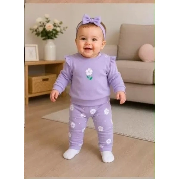 6/18 Ay Çiçek Baskılı Bebek Takımı