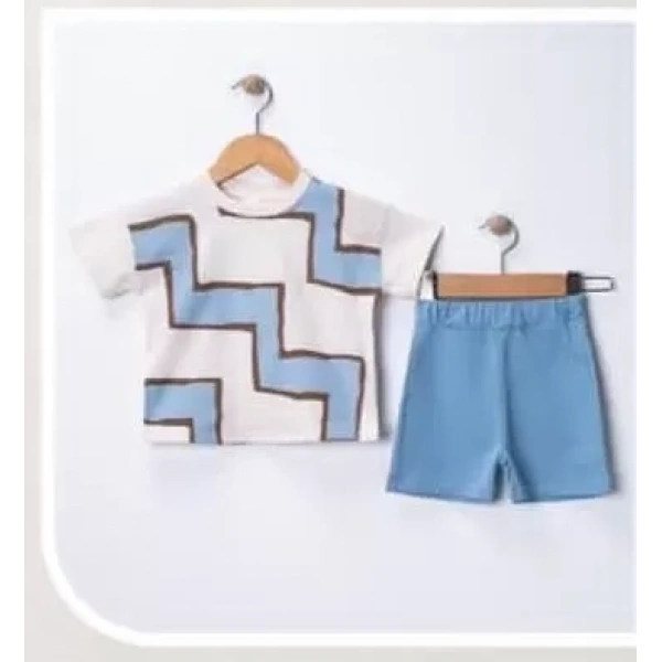 6/18 Ay Geometrik Baskılı Oversize Bebek Takımı