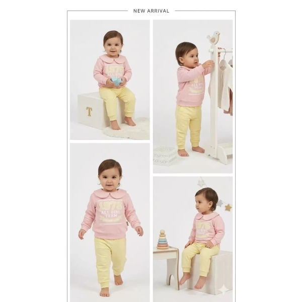 6/24 Ay Bebe Yakalı Penye Bebek Takımı