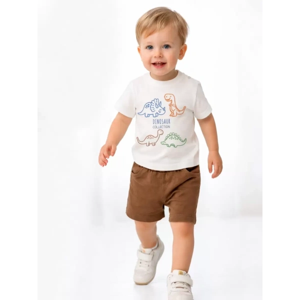 6/24 Ay Dino Baskılı Basic Bebek Takımı