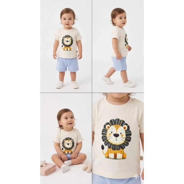 6/24 Ay Keten Şortlu Basic Bebek Takımı