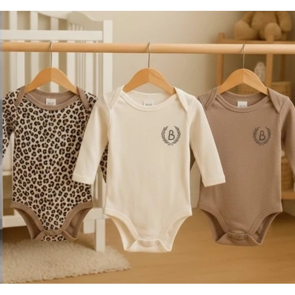 3lü Naturel Bebek Badi Zıbın -%100 Pamuk