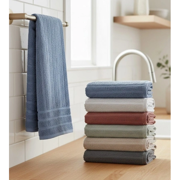 6lı Buklet Dokulu Mutfak ve El Havlusu Seti 30x50 cm Azra