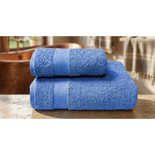 Bicomi Ultra Emici & Hızlı Kuruyan (Quick-Dry) %100 Pamuklu 2’li Banyo Havlu Seti – Mavi