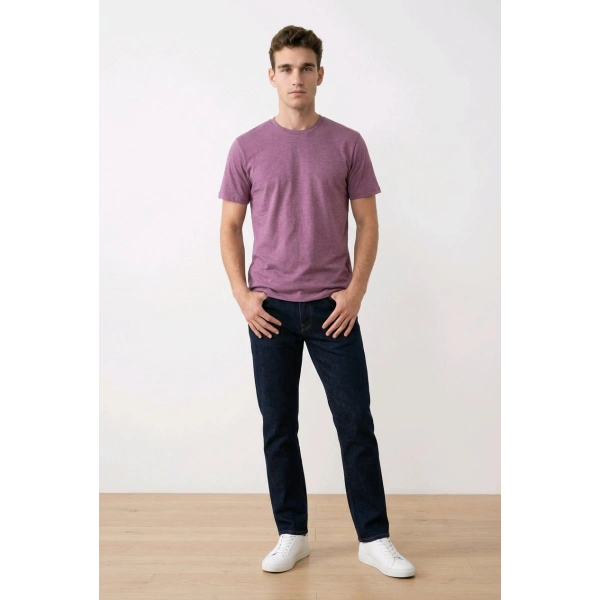 Biçomi Erkek Premium Melanj Slim Fit Pamuklu Tişört – Nefes Alan Esnek Doku