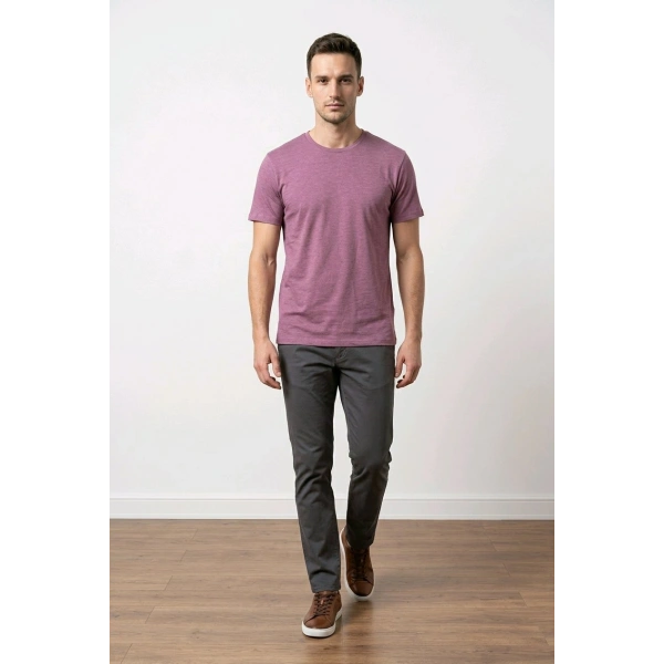 Biçomi Erkek Premium Melanj Slim Fit Pamuklu Tişört – Nefes Alan Esnek Doku