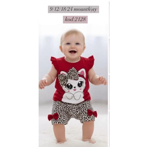 9/24 Ay Leopar Kedi Baskılı Bebek Takımı
