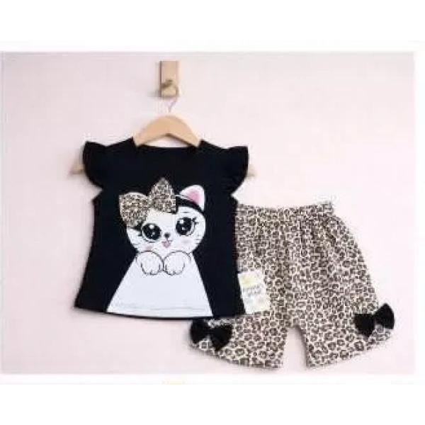 9/24 Ay Leopar Kedi Baskılı Bebek Takımı