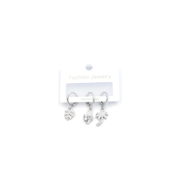 biçomi 3lü Kaktüs Küpe - Gümüş