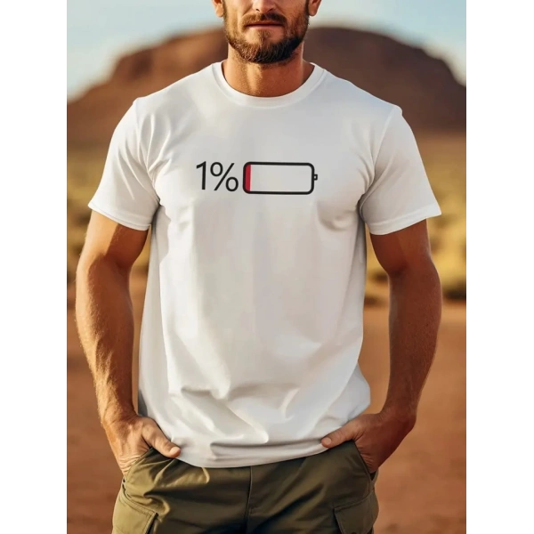 Biçomi Baskılı Oversize Bisiklet Yaka T-shirt - Beyaz