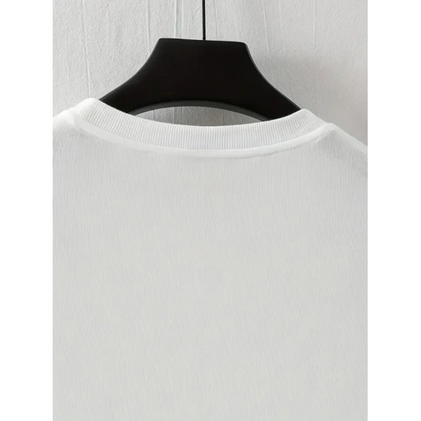 Biçomi Baskılı Oversize Bisiklet Yaka T-shirt - Beyaz