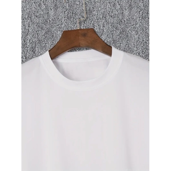 Biçomi Baskılı Oversize Bisiklet Yaka T-shirt - Beyaz