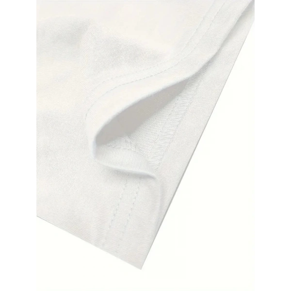 Biçomi Baskılı Oversize Bisiklet Yaka T-shirt - Beyaz