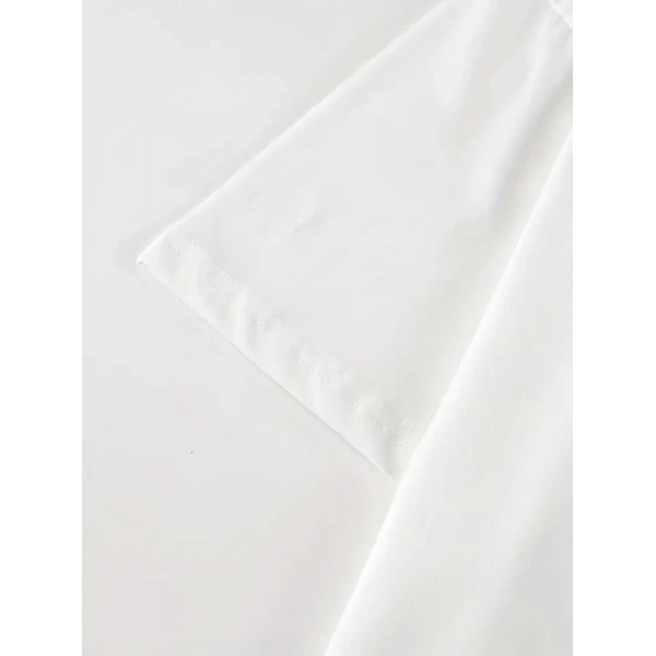 Biçomi Baskılı Oversize Bisiklet Yaka T-shirt - Beyaz