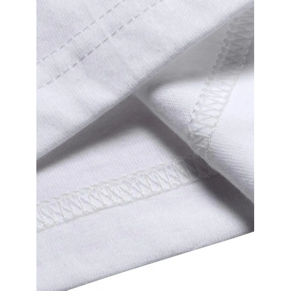 Biçomi Baskılı Oversize Bisiklet Yaka T-shirt - Beyaz