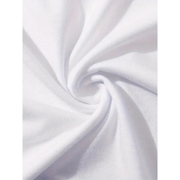 Biçomi Baskılı Oversize Bisiklet Yaka T-shirt - Beyaz